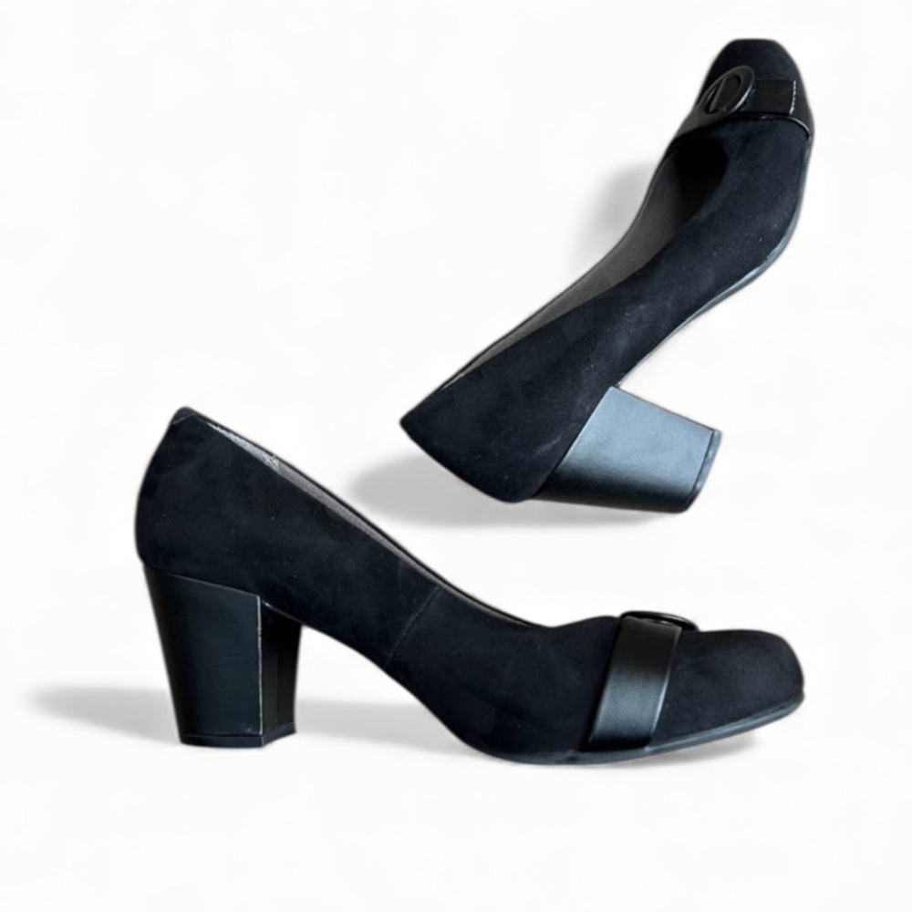 Eurosoft by Sofft Black Suede Comfort Block Heels Sz 9.5